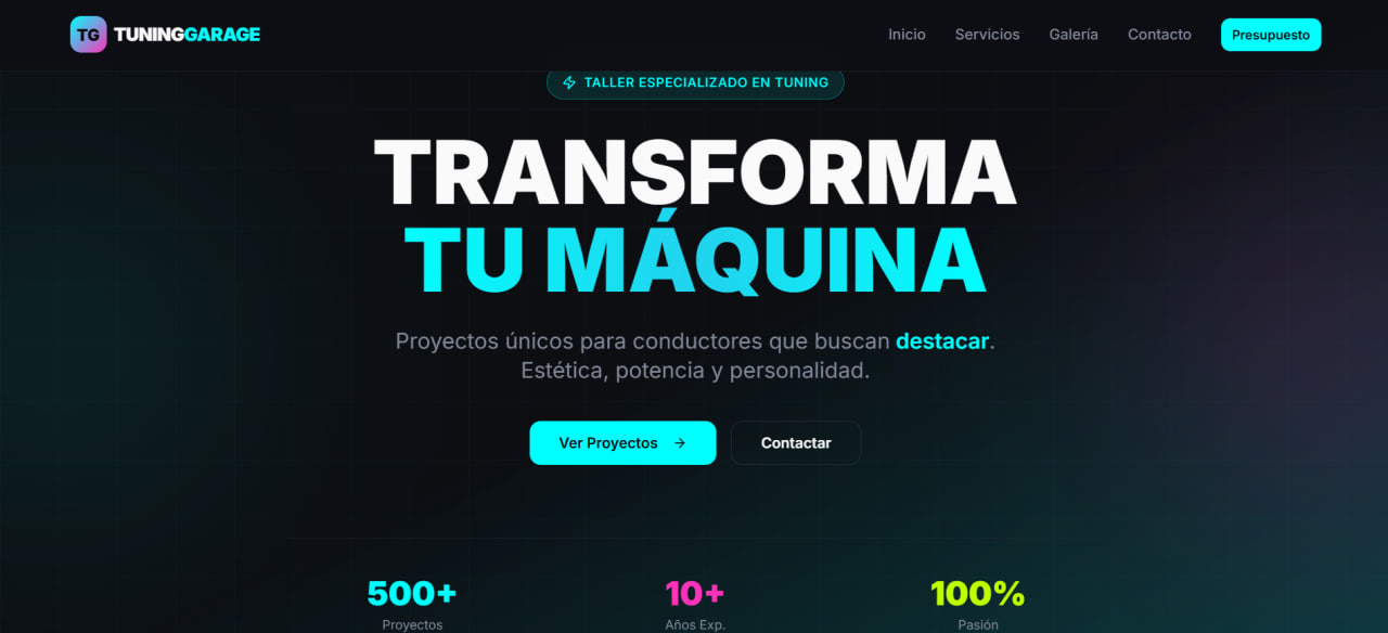 Página web profesional de TuningGarage - Taller de tuning